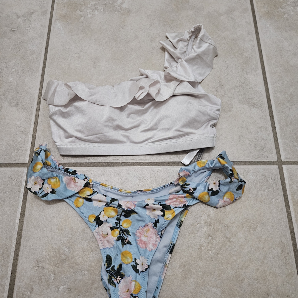 Victoria's Secret White and Blue Floral Bikini